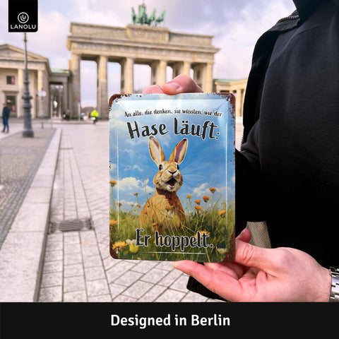 Blechschild Hase läuft