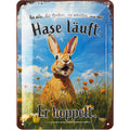 Blechschild Hase läuft