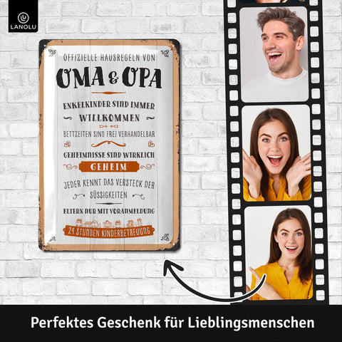 Blechschild Oma & Opa Hausregeln