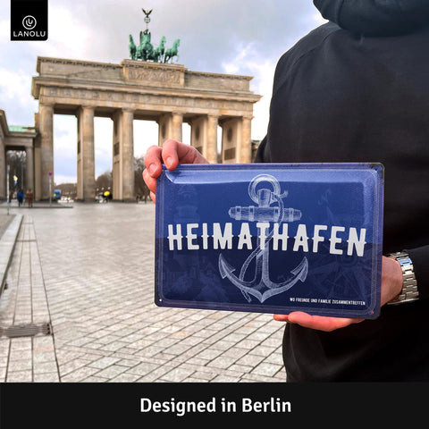 Blechschild Heimathafen blau 