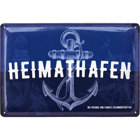 Blechschild Heimathafen blau 