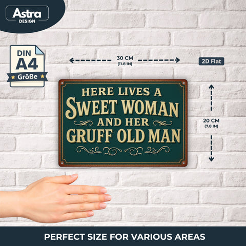 Here lives a sweet Woman and - 20x30cm