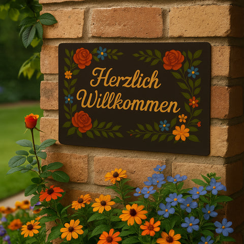 Herzlich Willkommen Blechschild