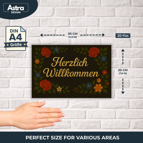 Herzlich Willkommen Blechschild - 20x30cm