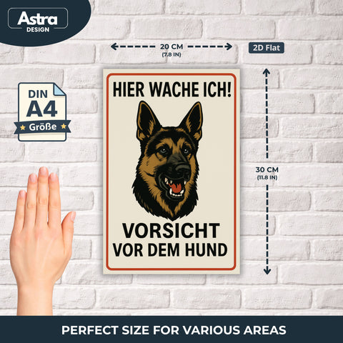 Schäferhund Hier wache ich Blechschild - 20x30cm