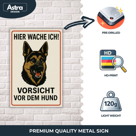 Schäferhund Hier wache ich Blechschild - 20x30cm