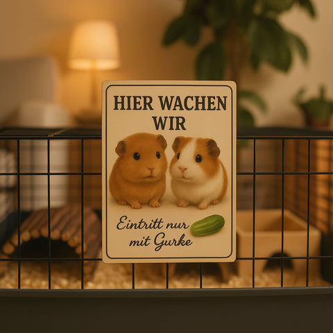 Hier wachen wir Meerschweinchen Blechschild
