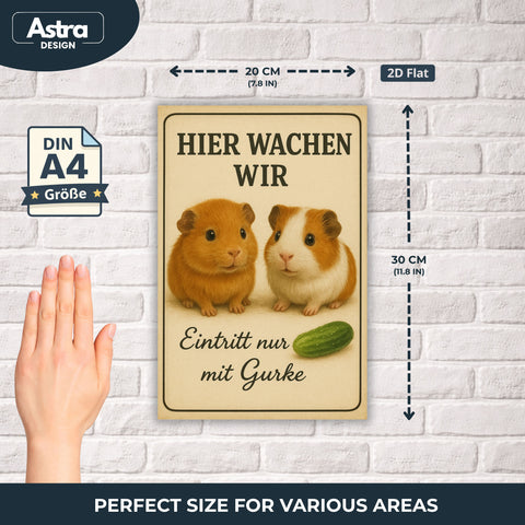 Hier wachen wir Meerschweinchen Blechschild - 20x30cm