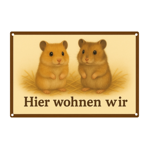 Blechschild hier wohnen wir Hamster