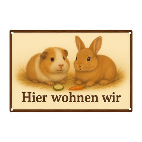 Blechschild Hier wohnen wir