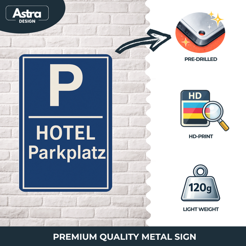 Hotel Parkplatz Blechschild Blau/Weiß- 20x30cm