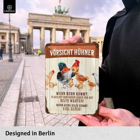 Blechschild Vorsicht Hühner