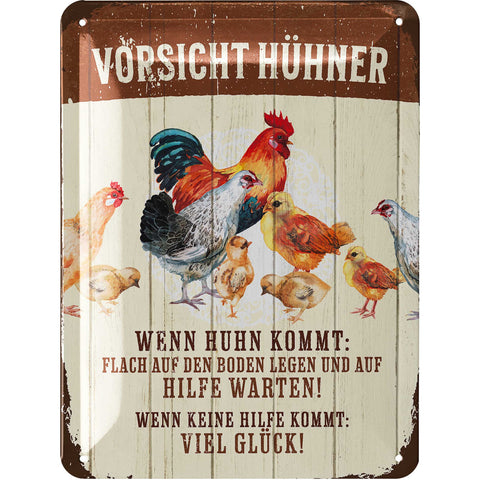 Blechschild Vorsicht Hühner