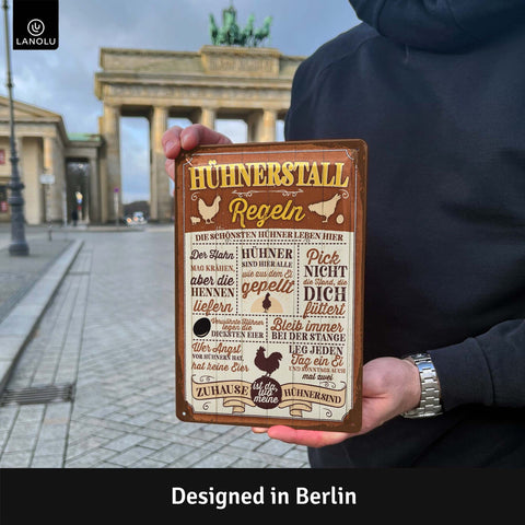 Blechschild Hühnerstall Regeln Lustig