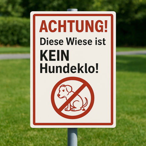 Kein Hundeklo Blechschild Weiß/Rot - 20x30cm