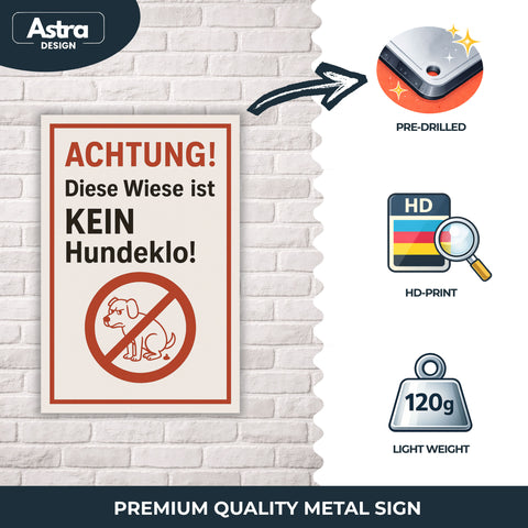 Kein Hundeklo Blechschild Weiß/Rot - 20x30cm