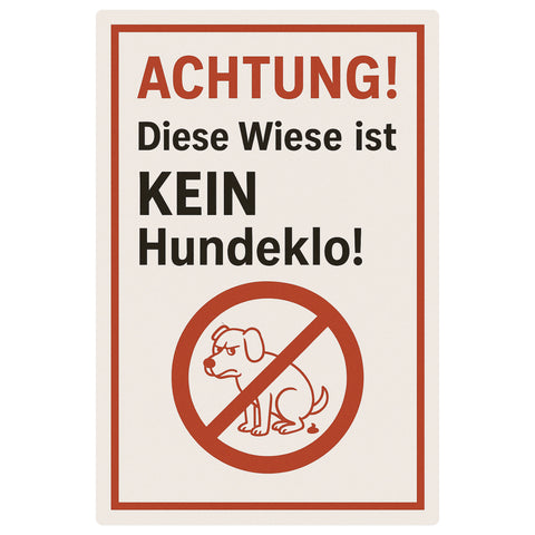 Kein Hundeklo Blechschild Weiß/Rot - 20x30cm