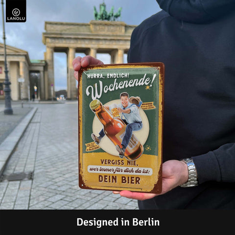 Blechschild Endlich Wochenende mit Bier