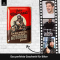 Blechschild Affe auf Motorrad