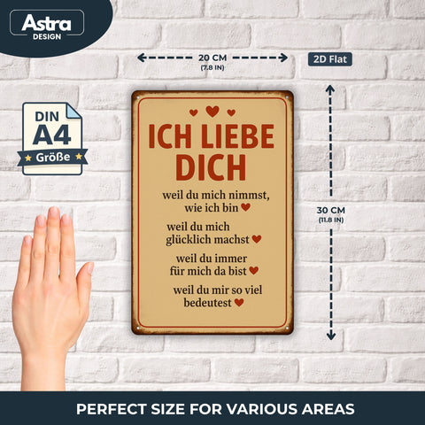 Ich liebe dich Blechschild - 20x30cm