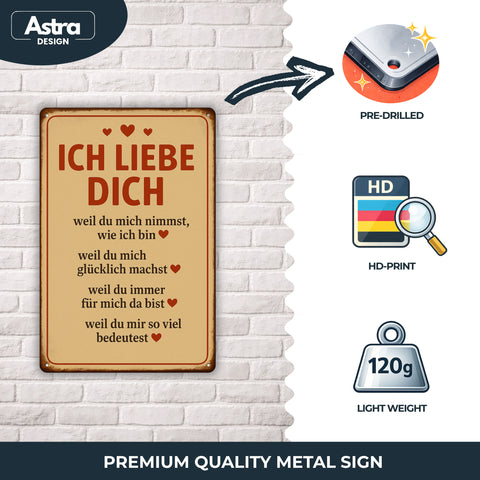 Ich liebe dich Blechschild - 20x30cm