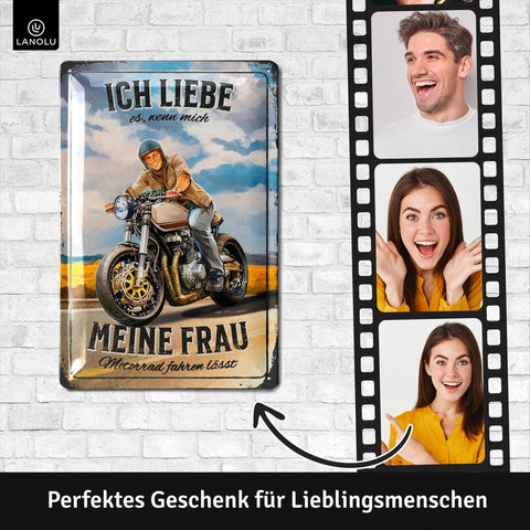 Blechschild Ich liebe meine Frau Motorrad