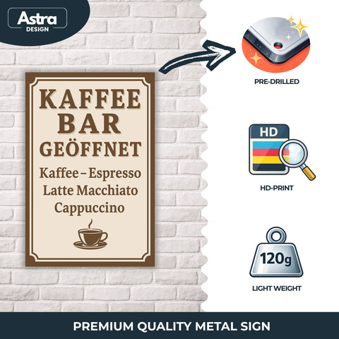 Kaffe Bar Blechschild - 20x30cm
