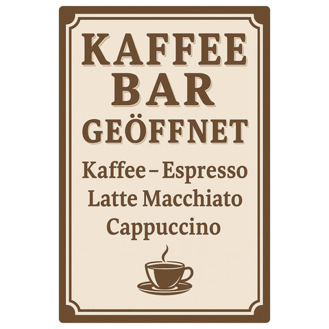 Kaffe Bar Blechschild