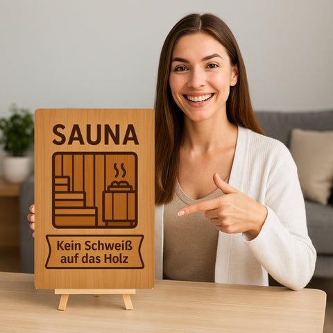 Kein Schweiß auf Holz Blechschild