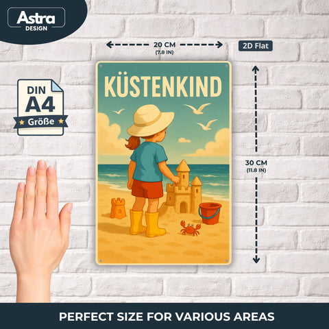 Blechschild 20x30cm – Küstenkind Strandmotiv
