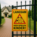 Langsam hier spielen Kinder Blechschild