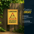 Langsam hier spielen Kinder Blechschild
