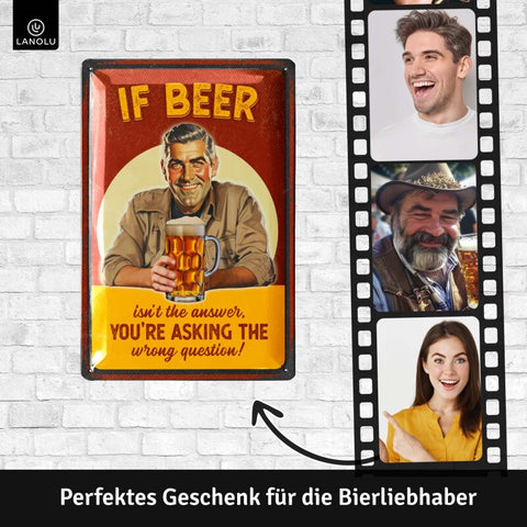 LANOLU Blechschild Beer Is The Answer 20x30cm