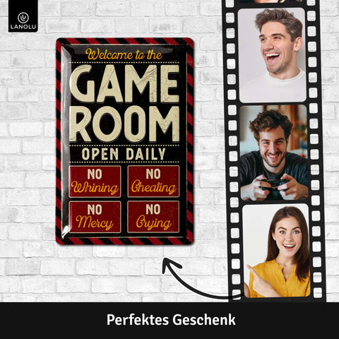LANOLU Blechschild Game Room 20x30cm