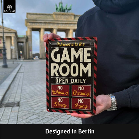 LANOLU Blechschild Game Room 20x30cm