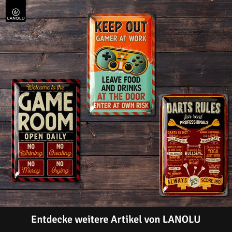 LANOLU Blechschild Game Room 20x30cm