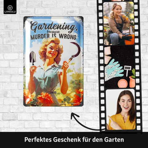 LANOLU Blechschild Gardening Murder 20x30cm