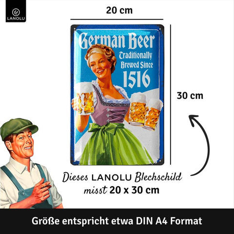 LANOLU Blechschild German Beer 20x30cm