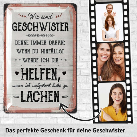 LANOLU Blechschild Geschwister Spruch 20x30cm