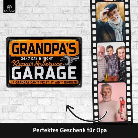 LANOLU Blechschild Grandpas Garage 20x30cm