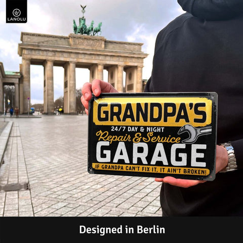 LANOLU Blechschild Grandpas Garage 20x30cm