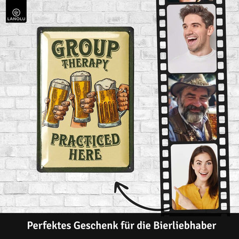 LANOLU Blechschild Group Therapy GREEN 20x30cm