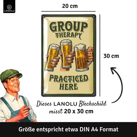 LANOLU Blechschild Group Therapy GREEN 20x30cm