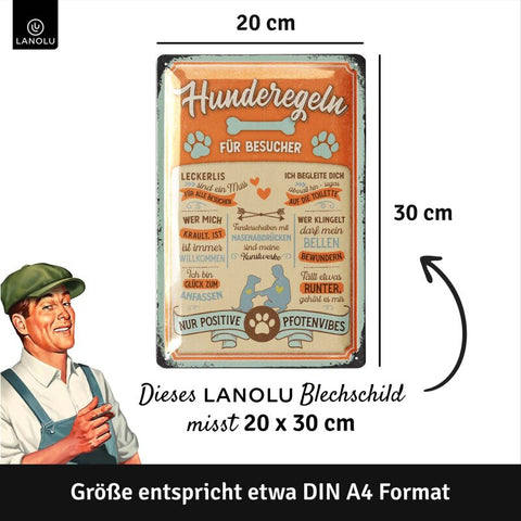 LANOLU Blechschild Hunde Regeln DEU 20x30cm