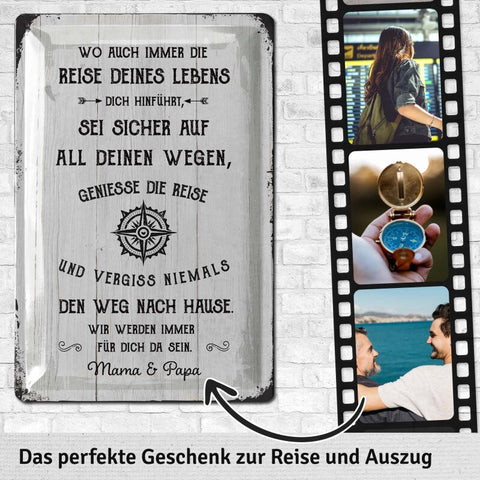 LANOLU Blechschild Reise deines Lebens 20x30cm