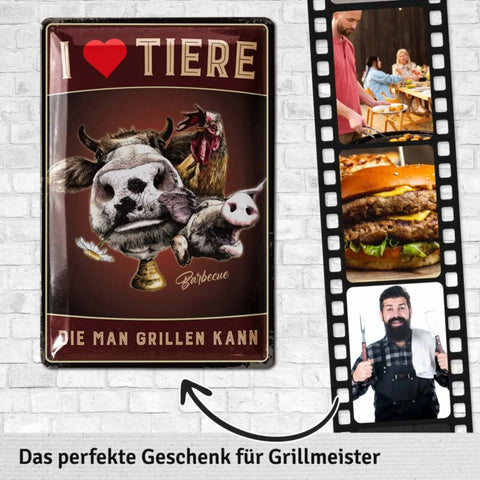 Blechschild Tiere grillen