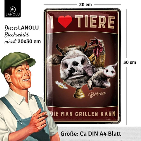Blechschild Tiere grillen