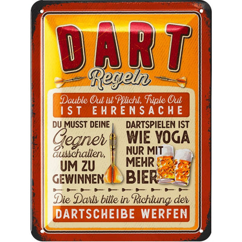 Blechschild Dart Regeln rot