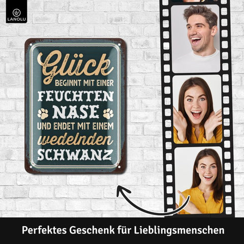 Blechschild Glück Hund