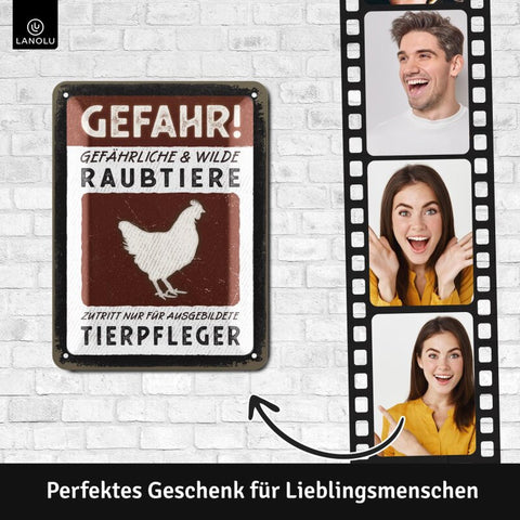 Blechschild Raubtier Huhn